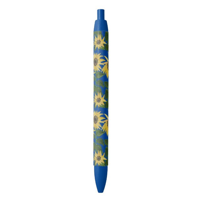 Sunflowers  Blue by Julia Morrill Black Ink Pen (Front Vertical)