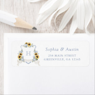 Sunflowers Blue Hydrangea Crest Return Address
