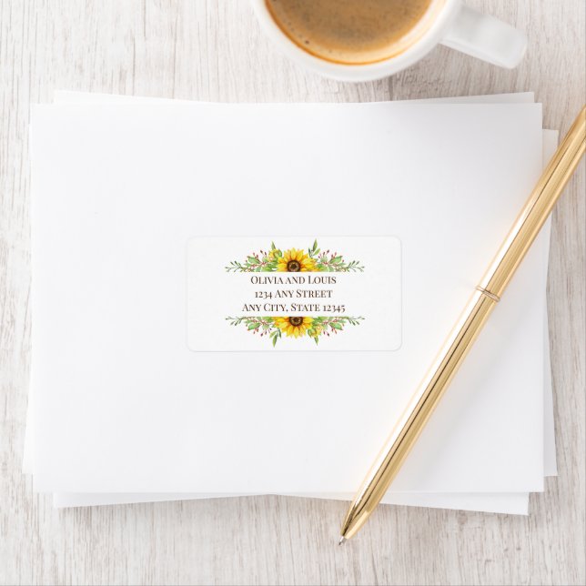 Sunflowers boho romantic summertime mailing label (Insitu)