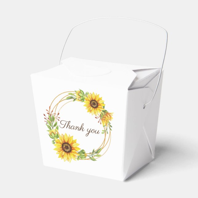 Sunflowers boho wedding  favor box (Front Side)