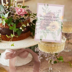 Sunflowers Bold Floral Pink Wedding Invitation