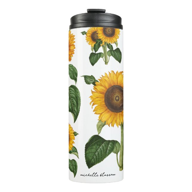 Sunflowers Botanical Foliage Greenery Thermal Tumbler (Front)