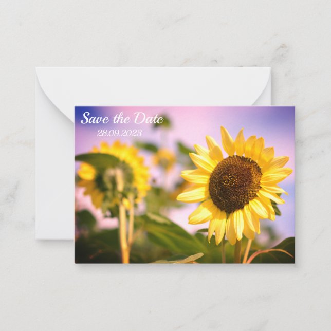 Sunflowers Botanical Photo Save the Date Birthday Card (Front)