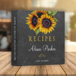 Sunflowers bouquet chalkboard rustic recipes binder<br><div class="desc">Editable text recipes binder featuring rustic big sunflowers bouquets on a dark grey chalkboard background. Insert your text in the spots! This recipe book can be a beautiful gift for your own kitchen or a keepsake personalized gift for someone special,  anniversary,  birthday,  Christmas,  bridal shower or wedding gift.</div>