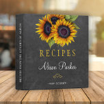 Sunflowers bouquet chalkboard rustic recipes binder<br><div class="desc">Editable text recipes binder featuring rustic big sunflowers bouquets on a dark grey chalkboard background. Insert your text in the spots! This recipe book can be a beautiful gift for your own kitchen or a keepsake personalized gift for someone special,  anniversary,  birthday,  Christmas,  bridal shower or wedding gift.</div>