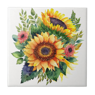 Sunflowers Bouquet - French Country Home Decor Tile