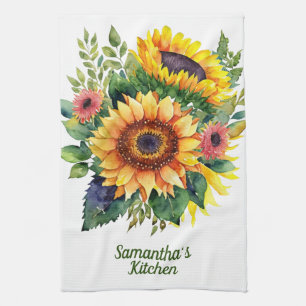 Sunflowers Bouquet - French Country Personalized Kitchen Towel