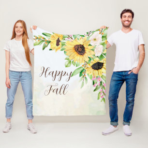 Sunflowers bouquet with customizable text fleece blanket