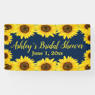 Sunflowers Bridal Shower Backdrop Navy Floral Prop Banner