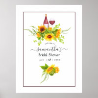 Sunflowers Bridal Shower Wine Tasting Welcome