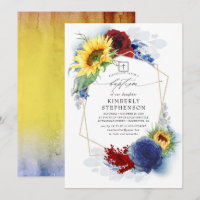 Sunflowers Burgundy and Navy Blue Floral Baptism