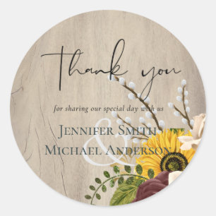Sunflowers Burgundy Marsala Cheap Budget Wedding Classic Round Sticker