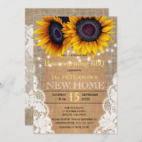Sunflowers burlap and lace autumn housewarming bbq