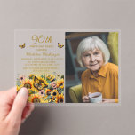 Sunflowers Butterflies 90th Birthday Party Photo Acrylic Invitations<br><div class="desc">Elegant sunflowers and butterflies women's clear acrylic 90th birthday party photo invitation.  Contact me for assistance with your customizations or to request additional matching or coordinating Zazzle products for your party.</div>