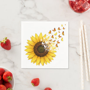 Sunflowers Butterflies Napkin