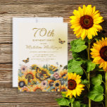 Sunflowers Butterflies Women's 70th Birthday Party Invitation<br><div class="desc">Elegant sunflowers and butterflies women's 70th birthday party invitation.  Contact me for assistance with your customizations or to request additional matching or coordinating Zazzle products for your party.</div>