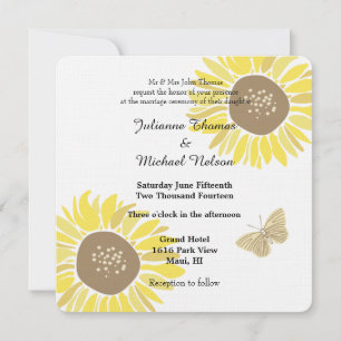 Sunflowers Butterfly Wedding Invitation
