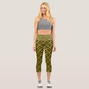Sunflowers bx4 Black BG Capri Leggings