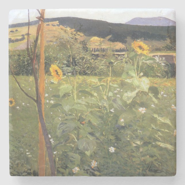 Sunflowers (by Jacek Malczewski) Stone Coaster (Front)