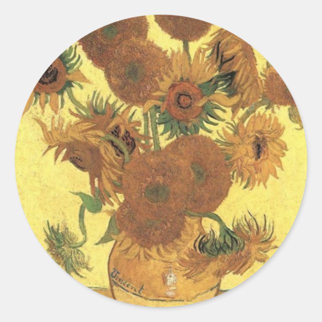 Sunflowers by Van Gogh Classic Round Sticker (Front)