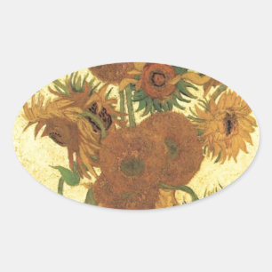 Sunflowers by Van Gogh Oval Sticker