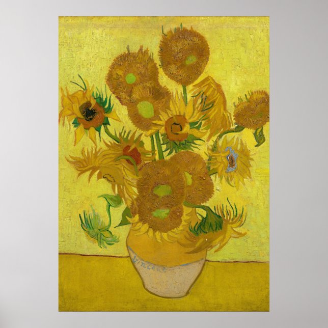 Sunflowers by Van Gogh Painting Art Poster (Front)