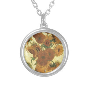 Sunflowers by Van Gogh Silver Plated Necklace