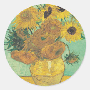 Sunflowers by Vincent Van Gogh  Classic Round Sticker