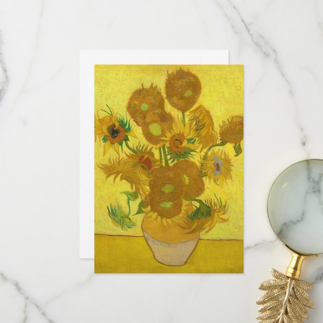 Sunflowers by Vincent van Gogh Thank You Card (Front/Back In Situ)