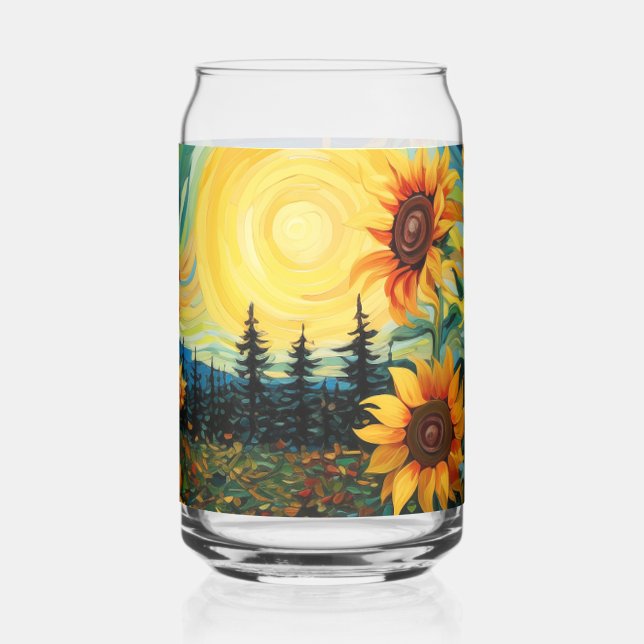 Sunflowers Can Glass (Left)