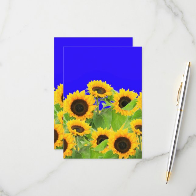 Sunflowers Card Ukraine Flag Colours (Front/Back In Situ)