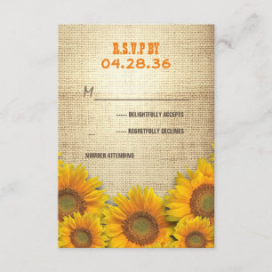 Sunflowers Cartes RSVP de mariage rustique