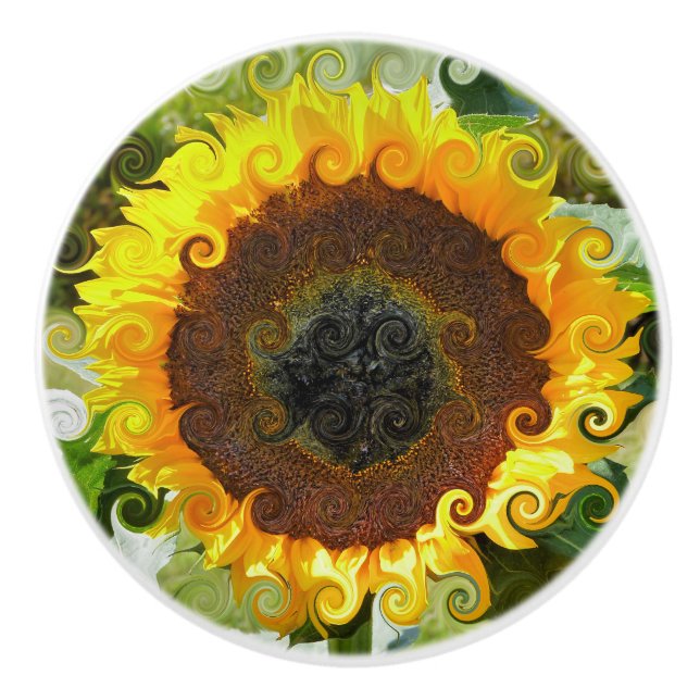 SUNFLOWERS CERAMIC KNOB (Front)