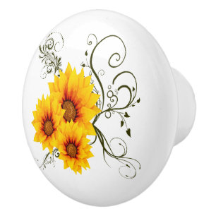 Sunflowers Ceramic Knob