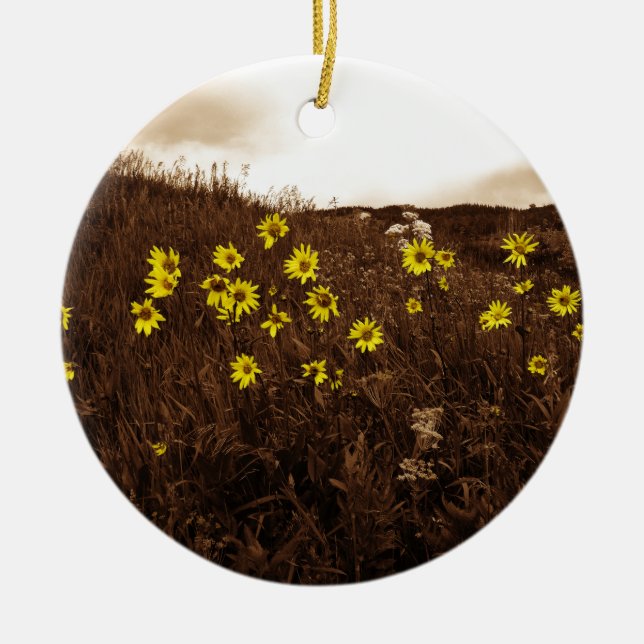 Sunflowers Ceramic Ornament (Front)