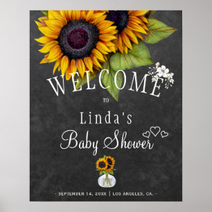 Sunflowers chalkboard autumn baby shower poster