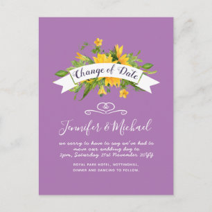 Sunflowers Change of Date Postponement Plans Note Postcard