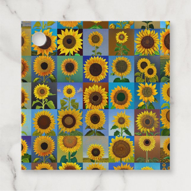 Sunflowers collage favour tags (Front)