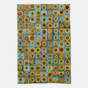 Sunflowers collage kitchen towel