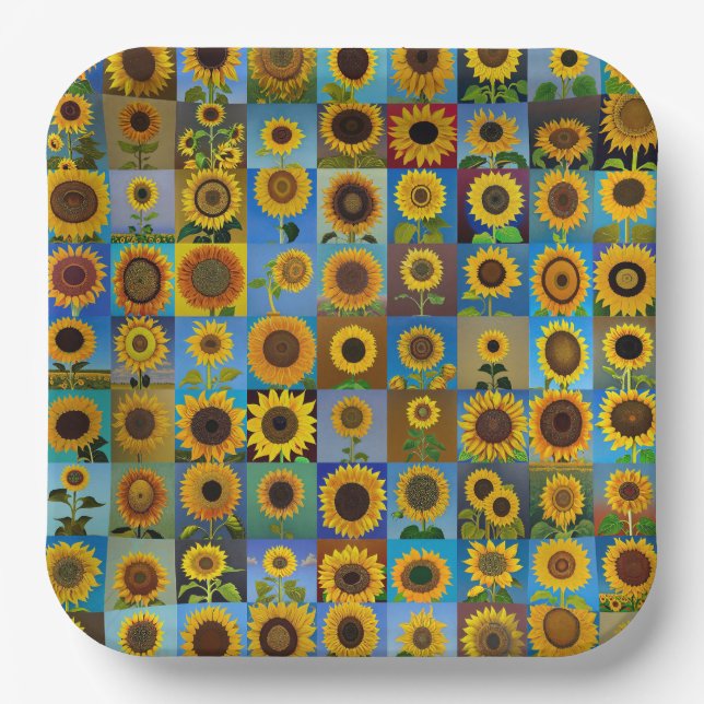Sunflowers collage paper plate (Front)