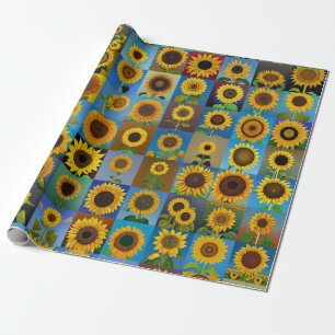 Sunflowers collage wrapping paper