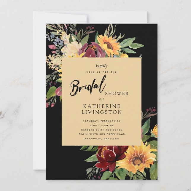Sunflowers Colourful Tuscan Bridal Shower Invitati Invitation (Front)