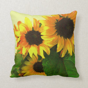 Sunflowers colourful yellow throw pillow