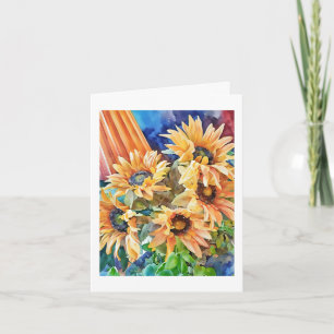 SUNFLOWERS Computer Watercolor Painting  Card