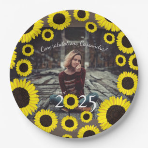 Sunflowers Country Graduation Party Brown Paper Pl Plate
