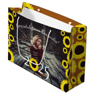 Sunflowers Country Graduation Party Large Gift Bag