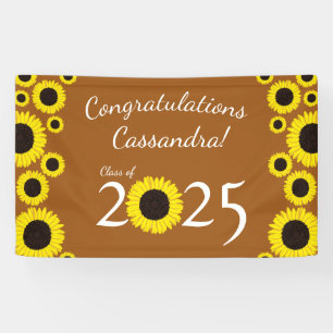 Sunflowers Country Graduation Party Rust Orange Banner