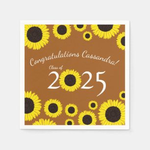 Sunflowers Country Graduation Party Rust Orange Napkin
