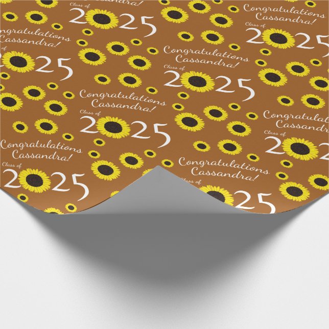 Sunflowers Country Graduation Party Rust Orange Wrapping Paper (Corner)