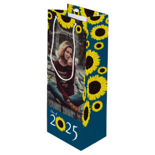 Sunflowers Country Graduation Party Wine Gift Bag